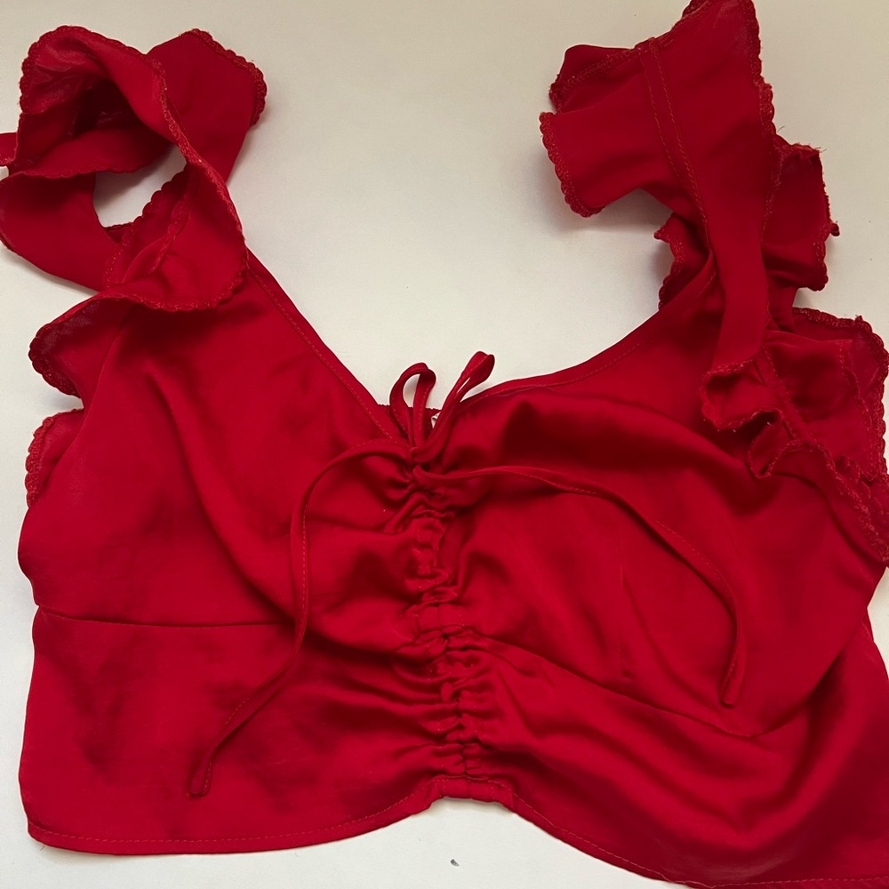 Free people intimately small red silk crop bra